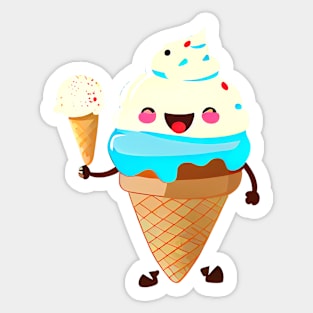 Happy cute ice cream #5 Sticker